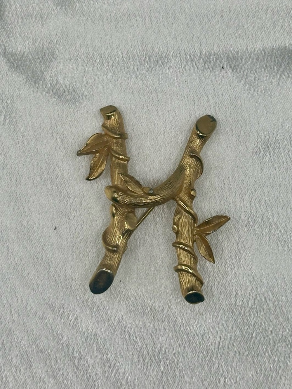 Vintage Sarah Coventry “H” Initial Bamboo Brooch